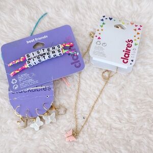 Claireβs Girls Jewelry Bundle Sisters Bracelets Butterfly Necklace Hoop Earrings